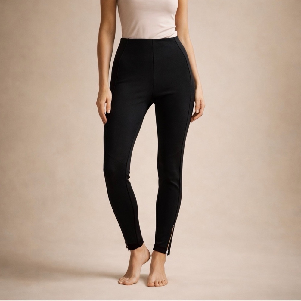 Polo Ralph Lauren Black Leggings with Ankle Zippers Size 2